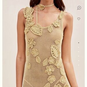 Cult Gaia Gold Pemma knit crochet dress cover up
